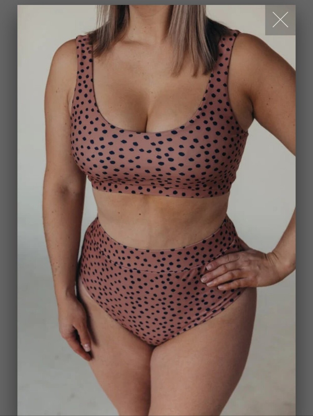 Current Tyed - High Waist Bikini Set - Size 3X - Brown W Black Dots - Lennon